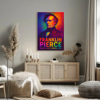 Franklin Pierce 14th President of the United States Neon Gradient Overlay Poster