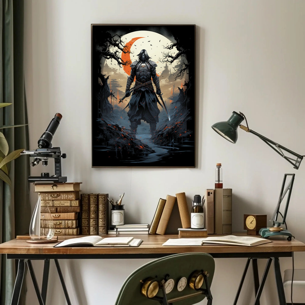 Shadow of the Samurai Poster Under the Eerie Glow Wall Art
