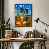 New York City Iconic Landmarks Poster Modern Wall Art