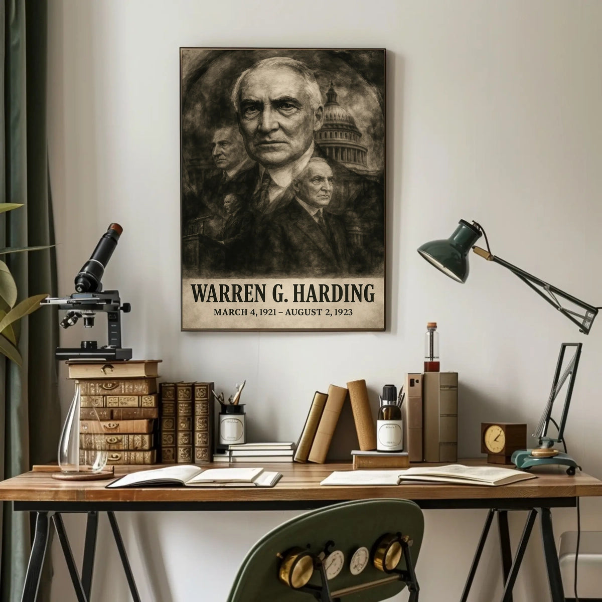 Warren G. Harding 29th President of the United States Double Exposure Poster