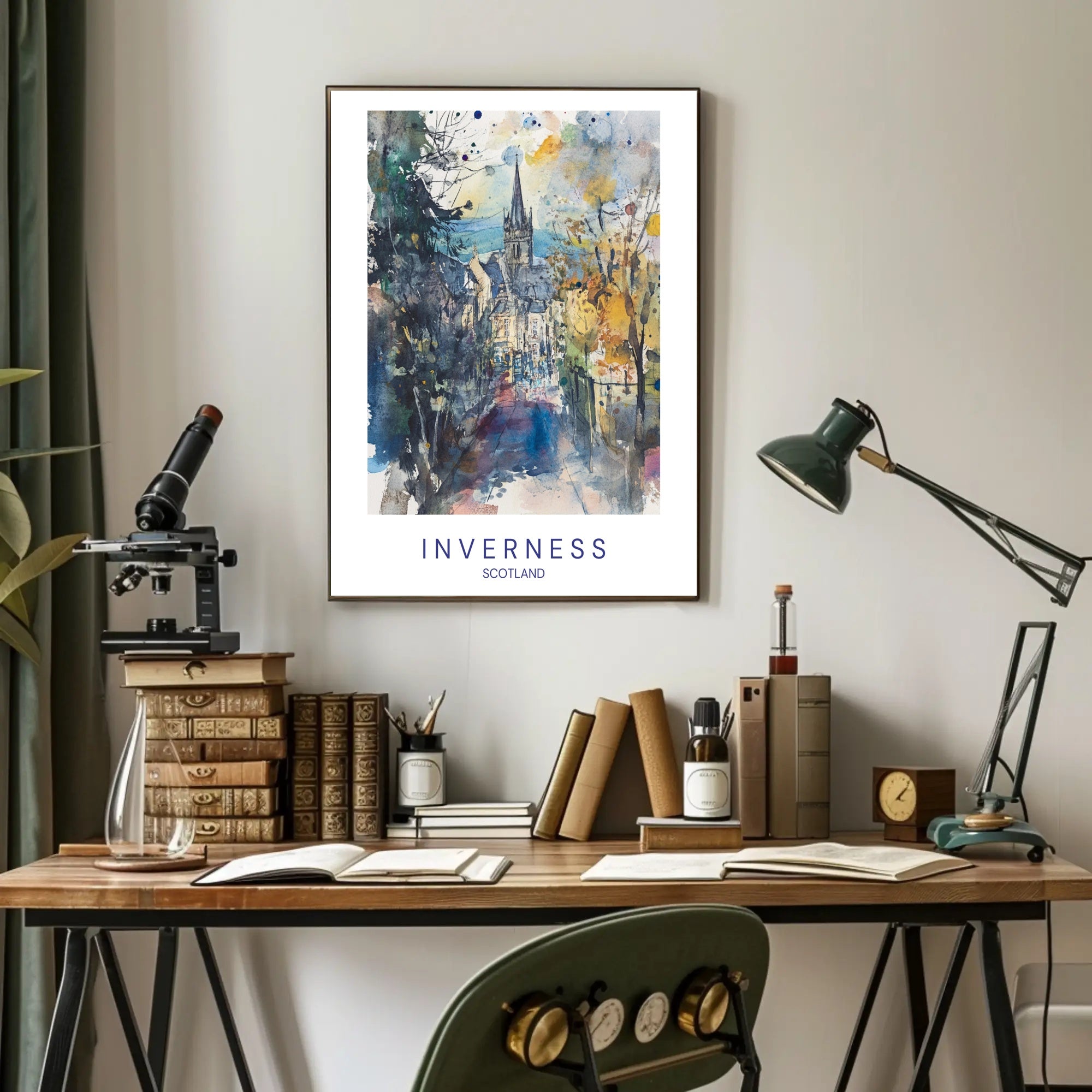 Inverness: A Watercolor Impression Poster PosterGoat