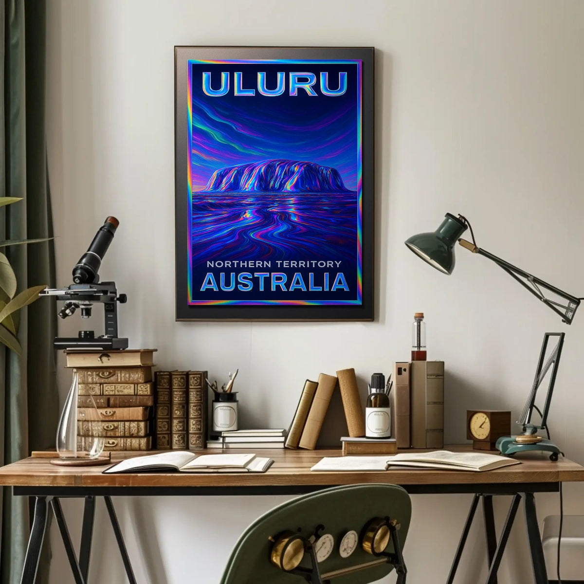 Uluru Desert Sunrise Vintage Poster