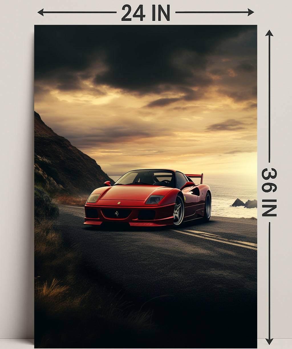 Sunset Drive Red Sports Car Poster