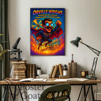 Orville Wright Comic Superhero Aviation Poster