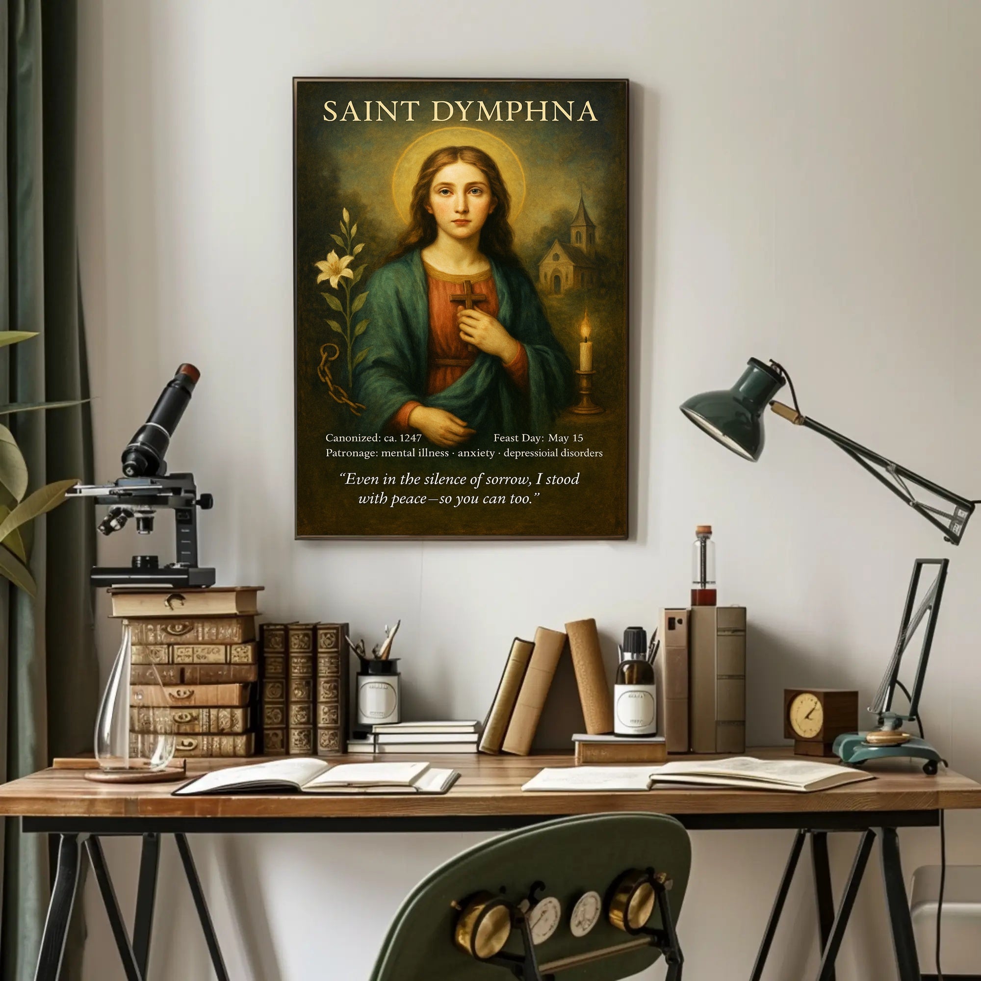 Saint Dymphna Patron of Mental Health Poster PosterGoat