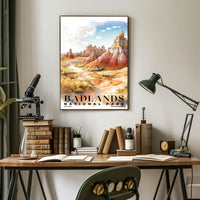 Badlands Watercolor Wall Art Poster