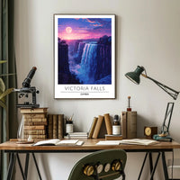Victoria Falls Sunset Travel Poster