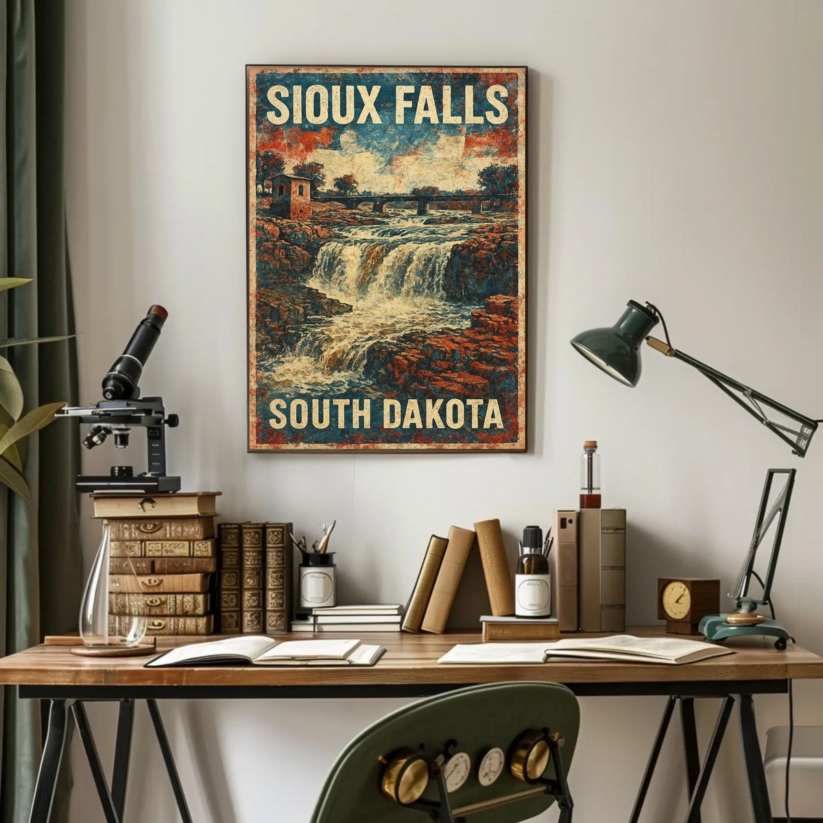 Sioux Falls Scenic Nostalgic Travel Art Deco Poster