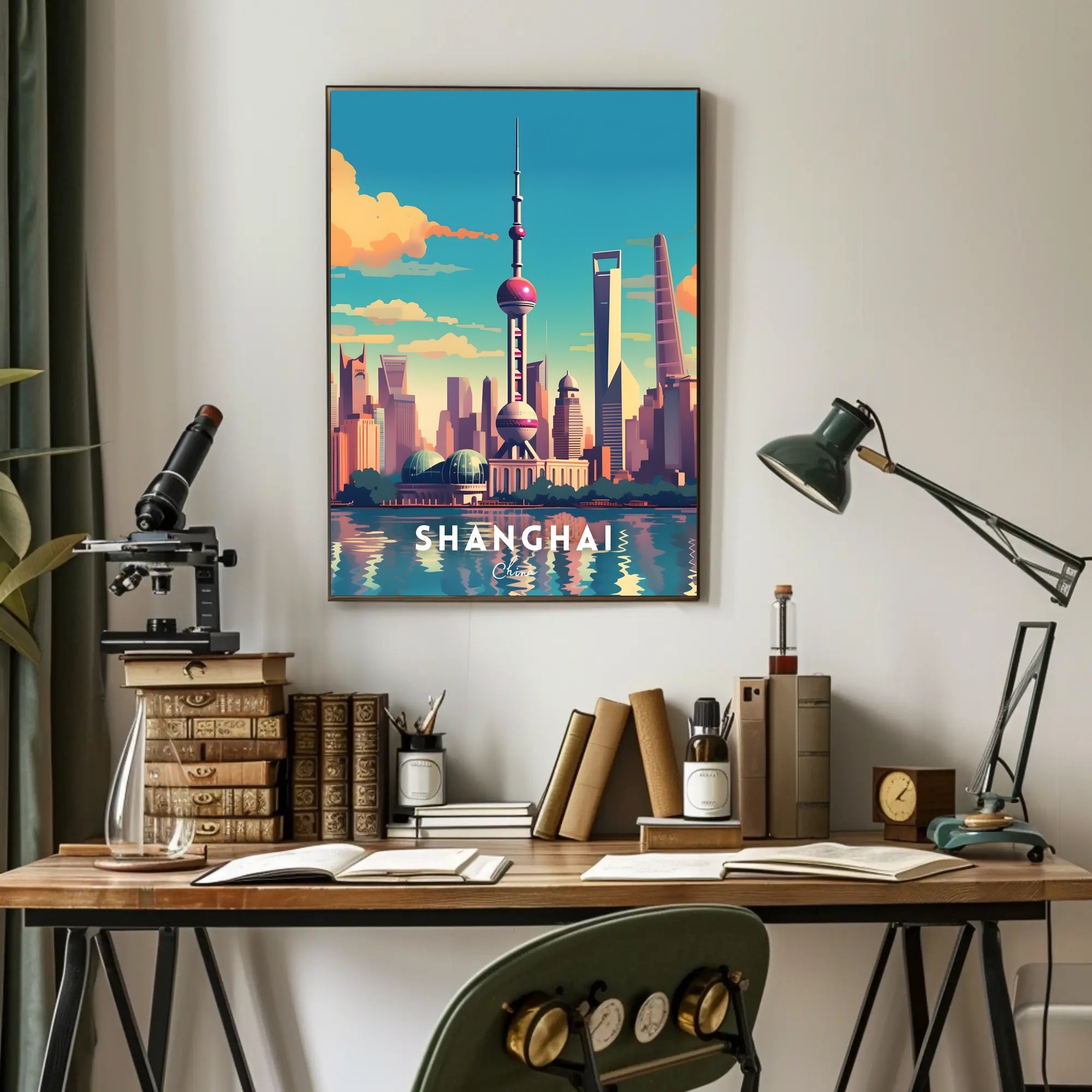 Shanghai Skyline Illustration Poster