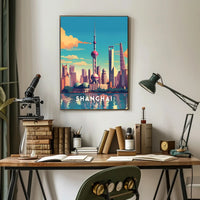 Shanghai Skyline Illustration Poster
