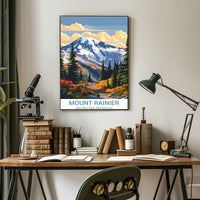 Mount Rainier Vintage National Park Adventure Poster