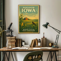 Iowa's Scenic Beauty Illustrated Travel Poster