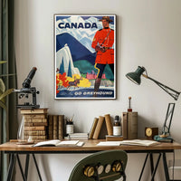 Vintage Canada Travel Poster with Mountie and Wildlife Travel Poster PosterGoat