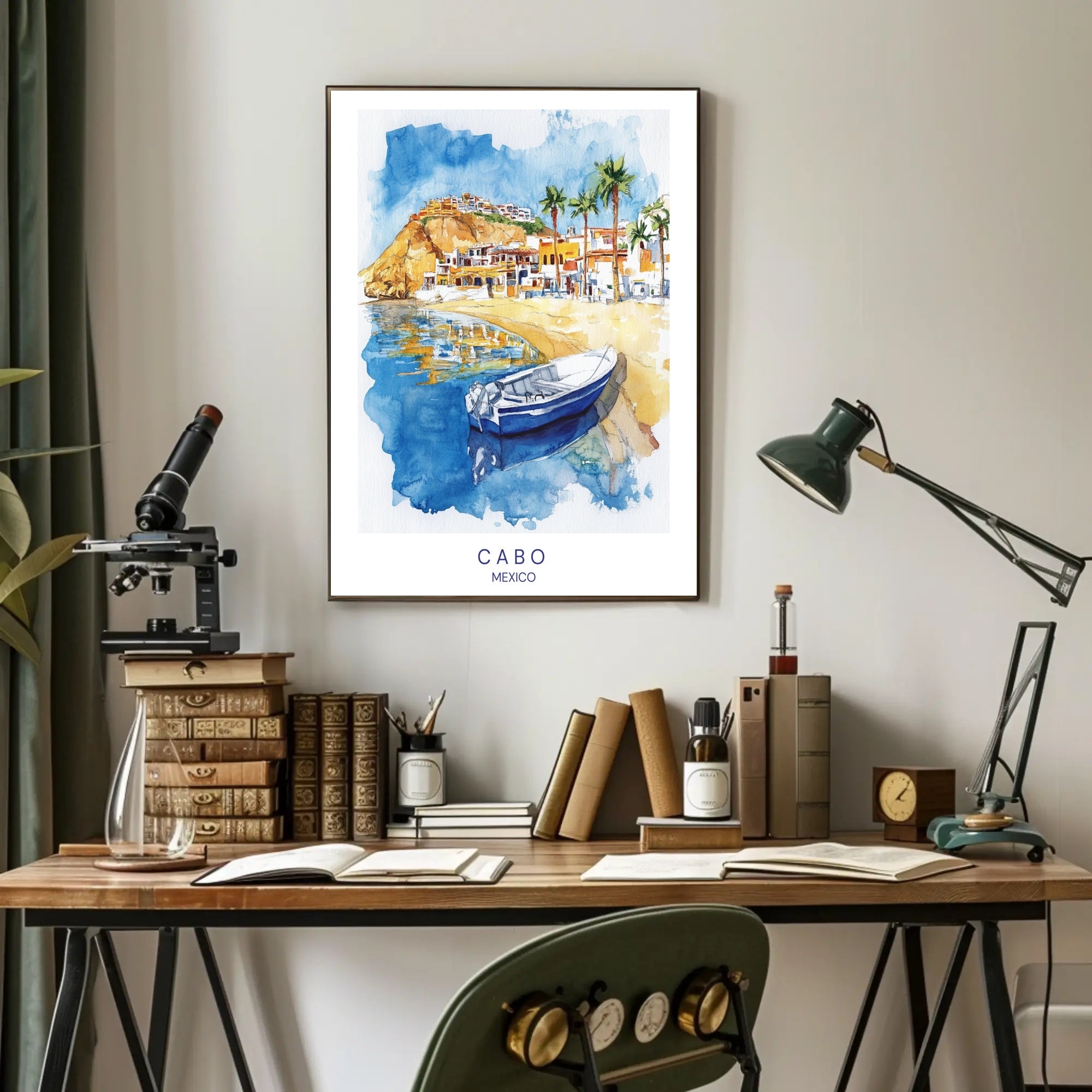 Cabo Watercolor Scenic View Travel Poster PosterGoat