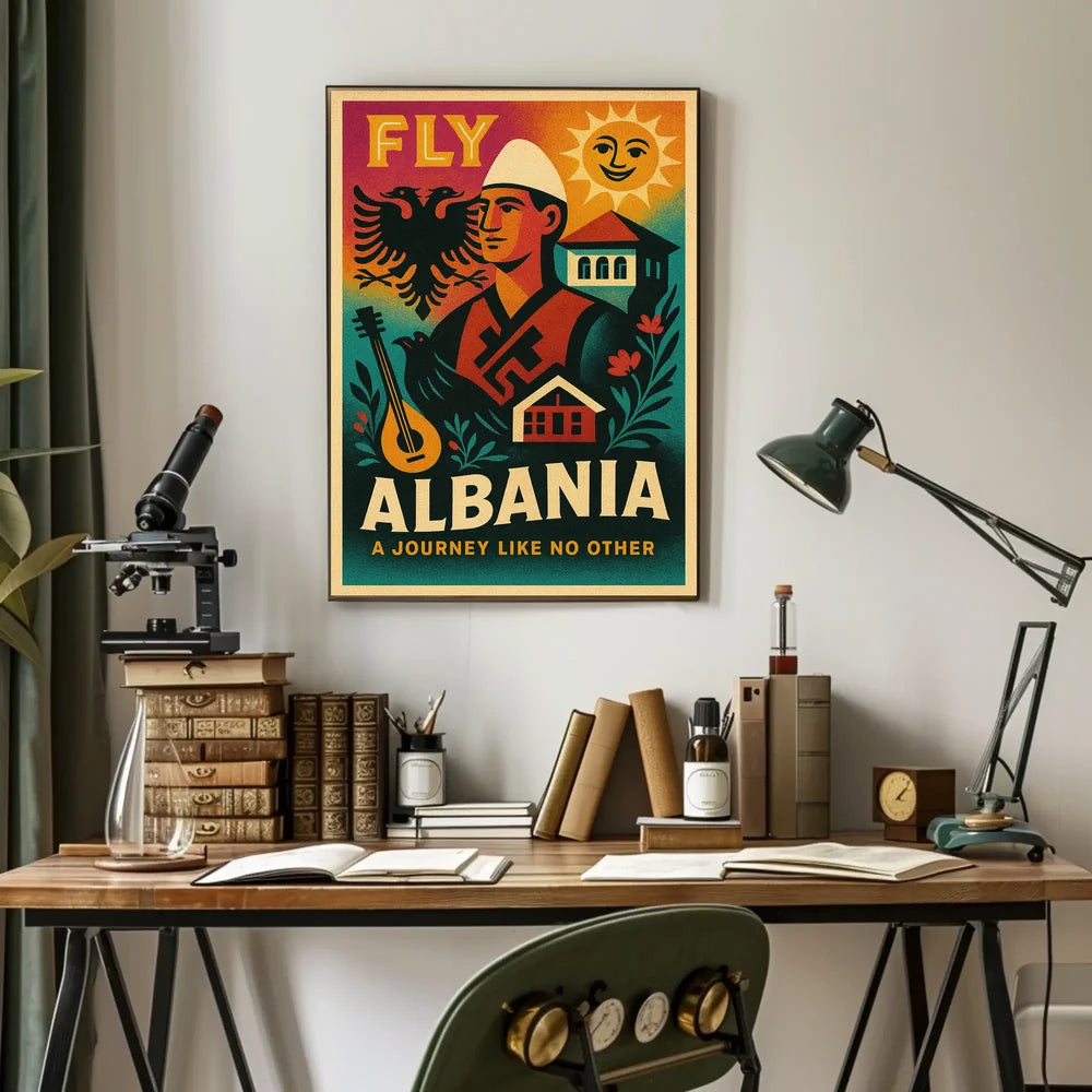 Travel Albania Vintage Poster Cultural Journey Awaits PosterGoat