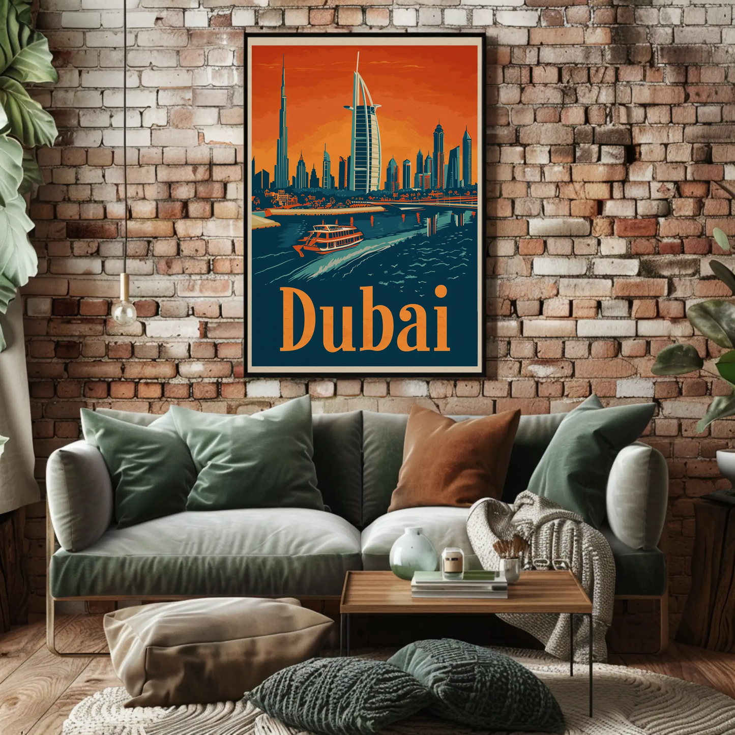 Dubai Cityscape Vintage Poster