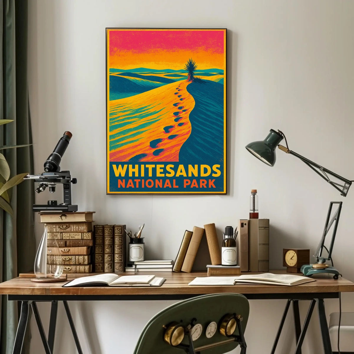 Whitesands National Park Vintage Desert Travel Poster