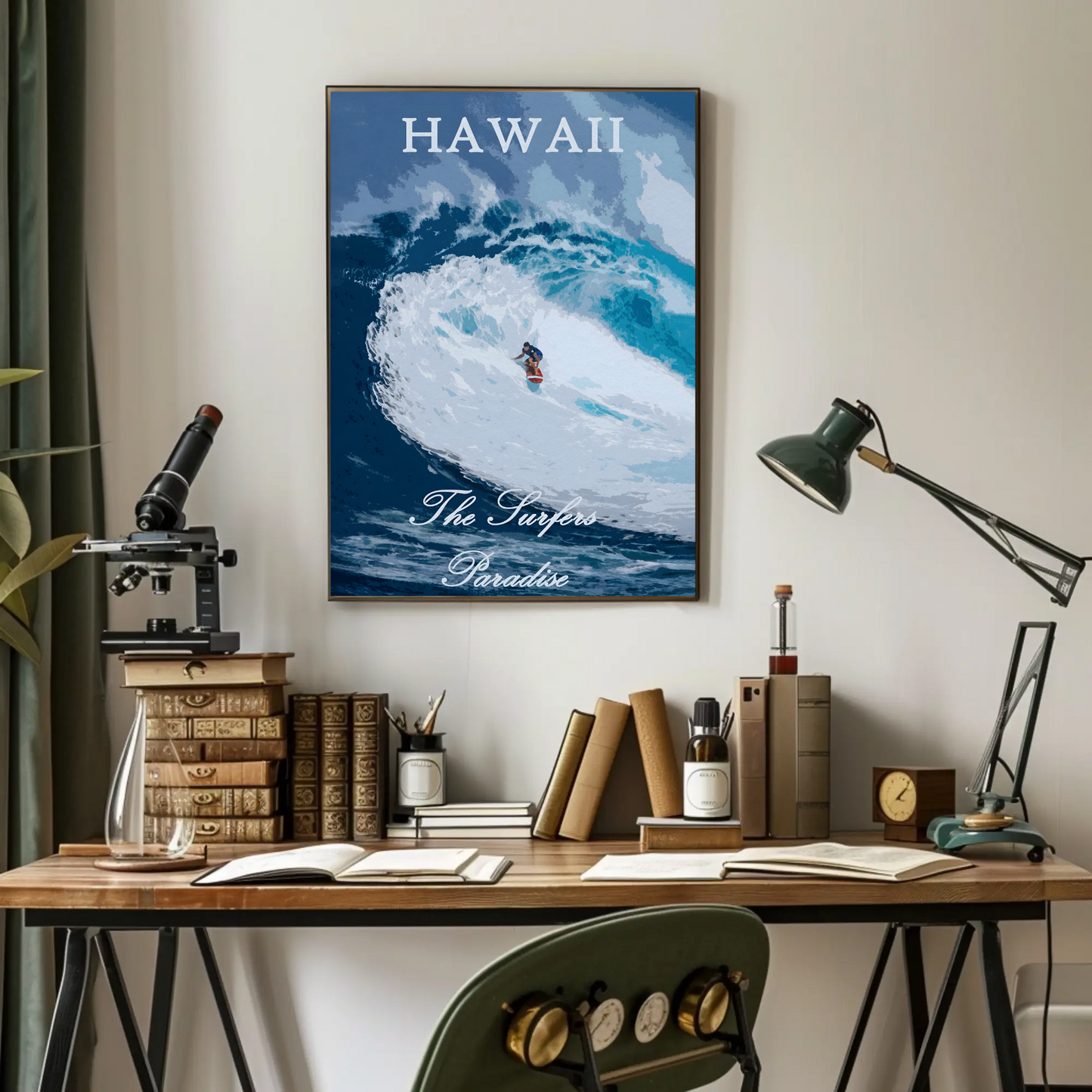 Hawaii Big Wave Surfer Ocean Power Travel Poster