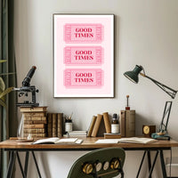 Good Times Nostalgic Pink Tickets Pop Culture Poster PosterGoat