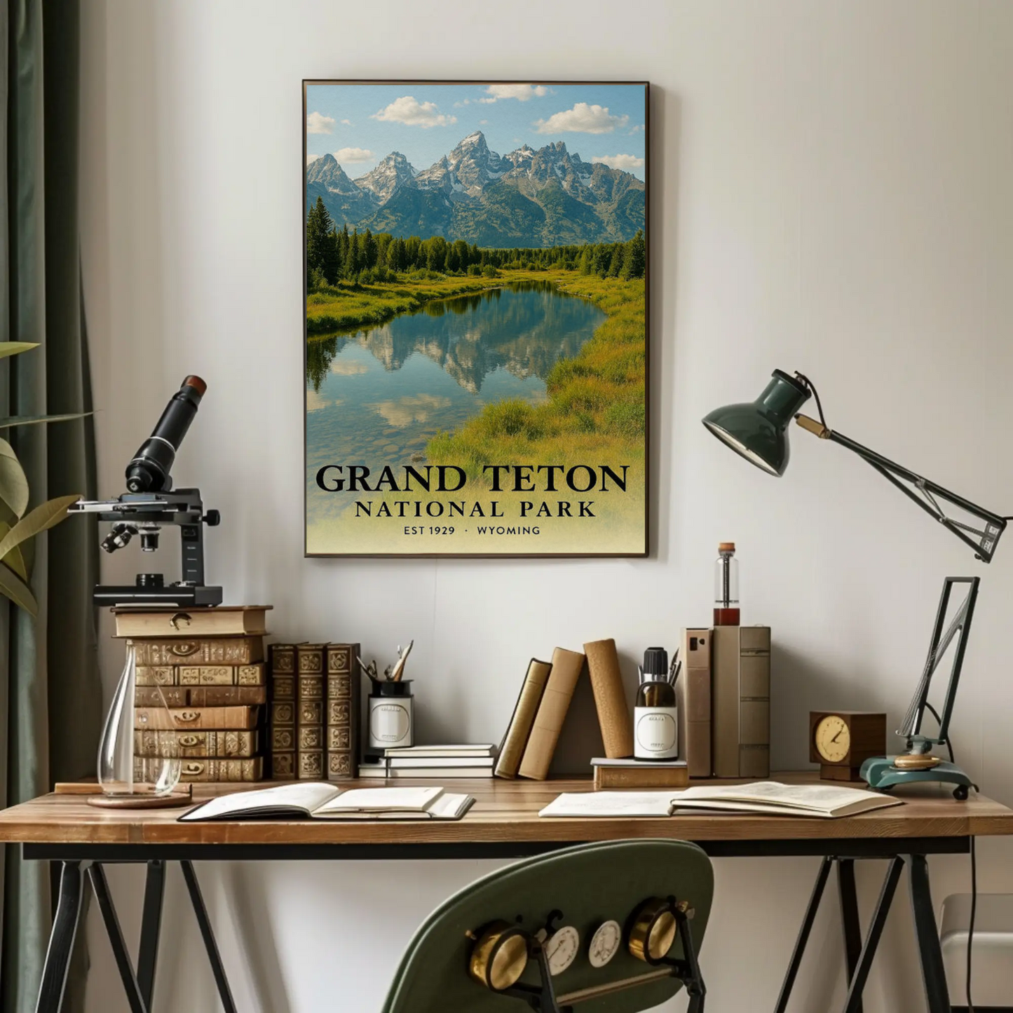Grand Teton National Park River Mountains Travel Poster