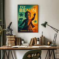 Fly Benin Vibrant Travel Adventure Poster PosterGoat