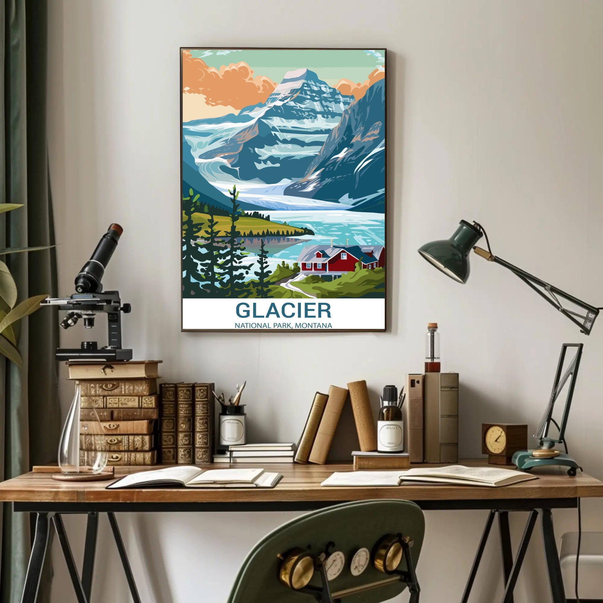 Scenic View of Glacier National Park Travel Poster