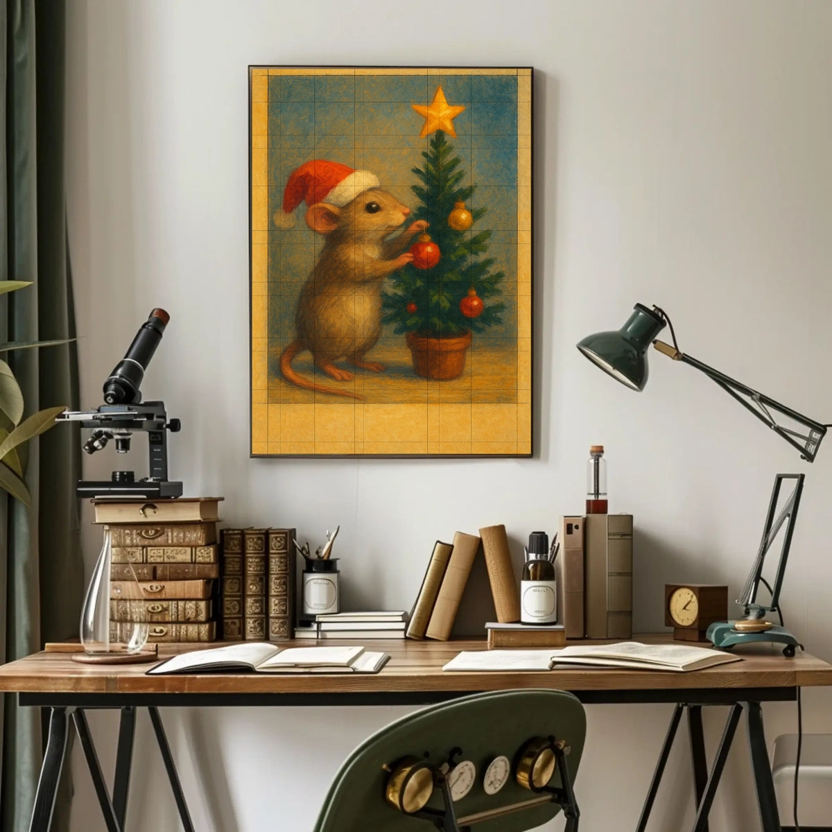 Holiday Mouse And Christmas Tree Poster