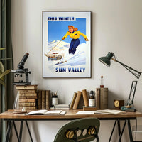 Vintage Sun Valley Winter Adventure Travel Poster PosterGoat