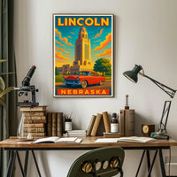Lincoln Nebraska Cityscape Scenic Wanderlust Poster
