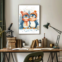 Charming Winter Penguins in Whimsical Animal Poster