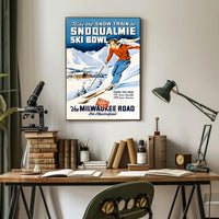 Vintage Snoqualmie Ski Bowl Adventure Travel Poster PosterGoat