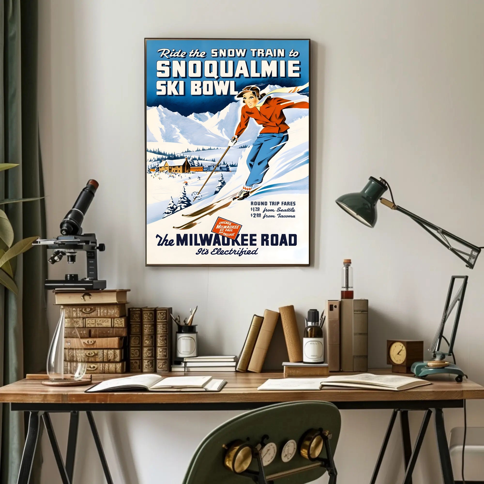 Vintage Snoqualmie Ski Bowl Adventure Travel Poster PosterGoat
