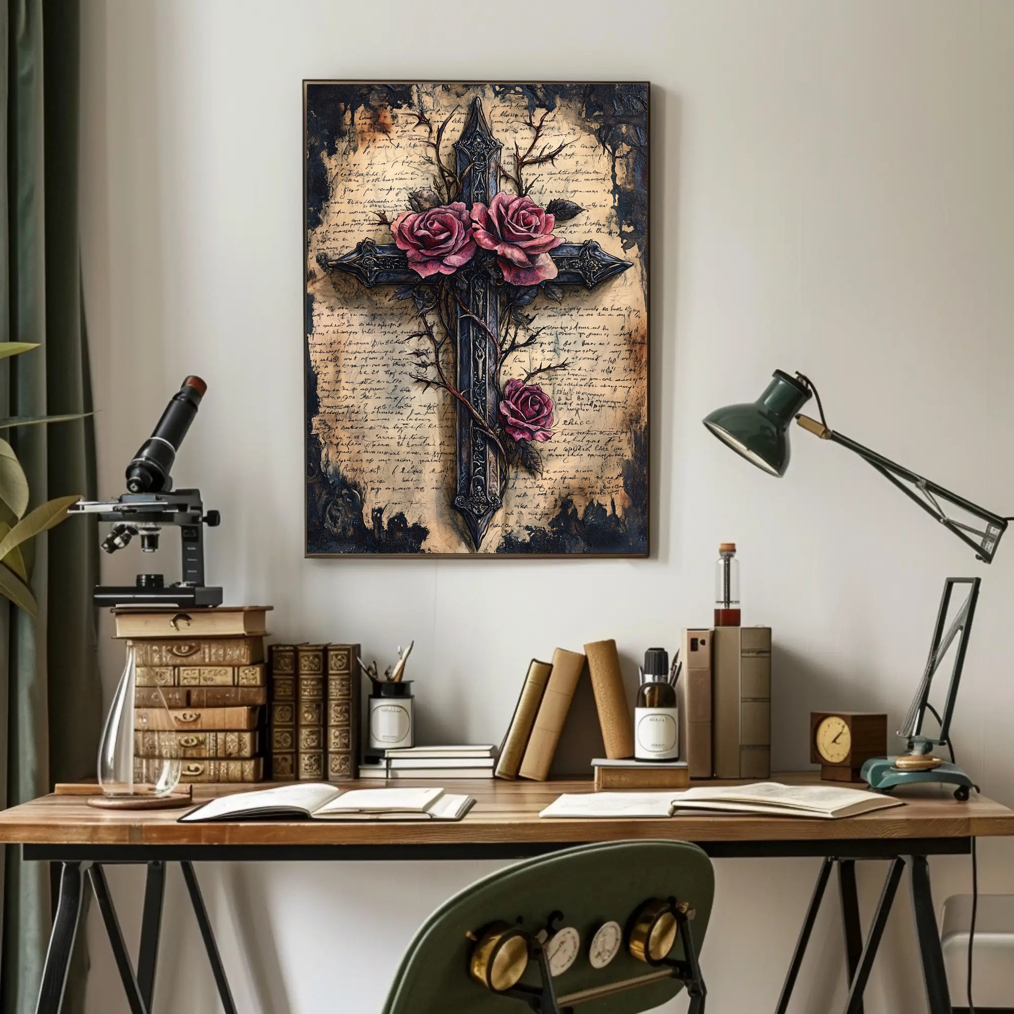 Roses And Cross Poster