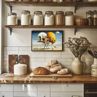 Surreal Floating Structures in Futuristic Sci-Fi Poster