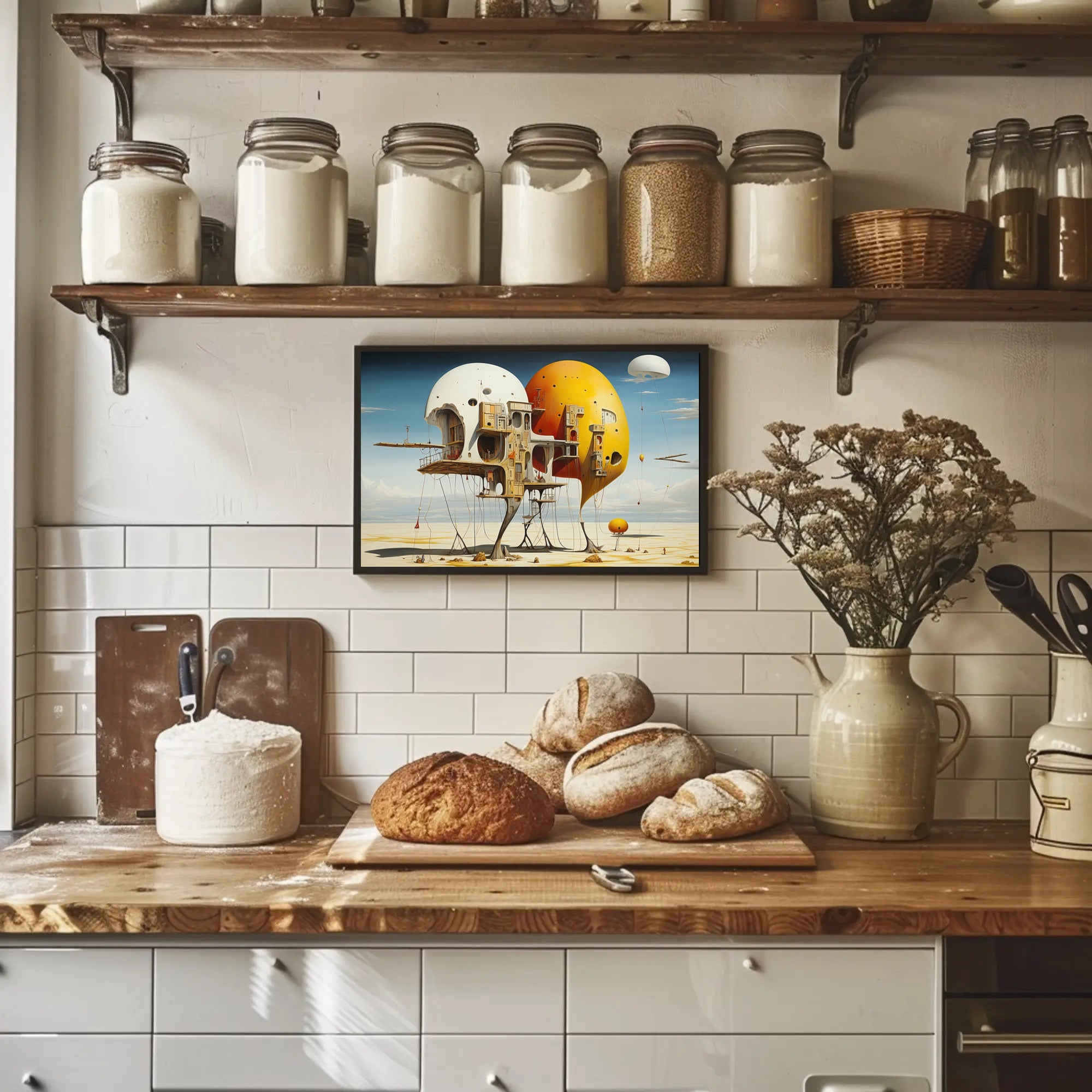 Surreal Floating Structures in Futuristic Sci-Fi Poster