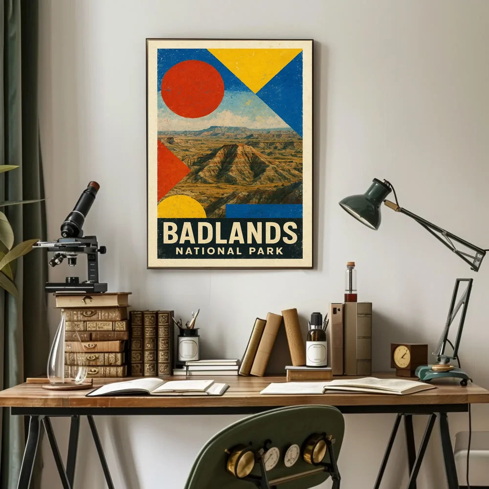 Badlands National Park Modern Geometric Abstract National Park Poster