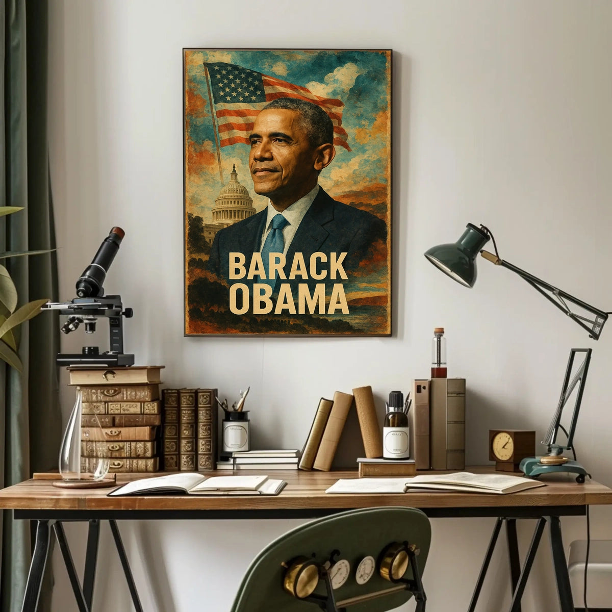 Barack Obama 44th President of the United States Layered Digital Collage Poster