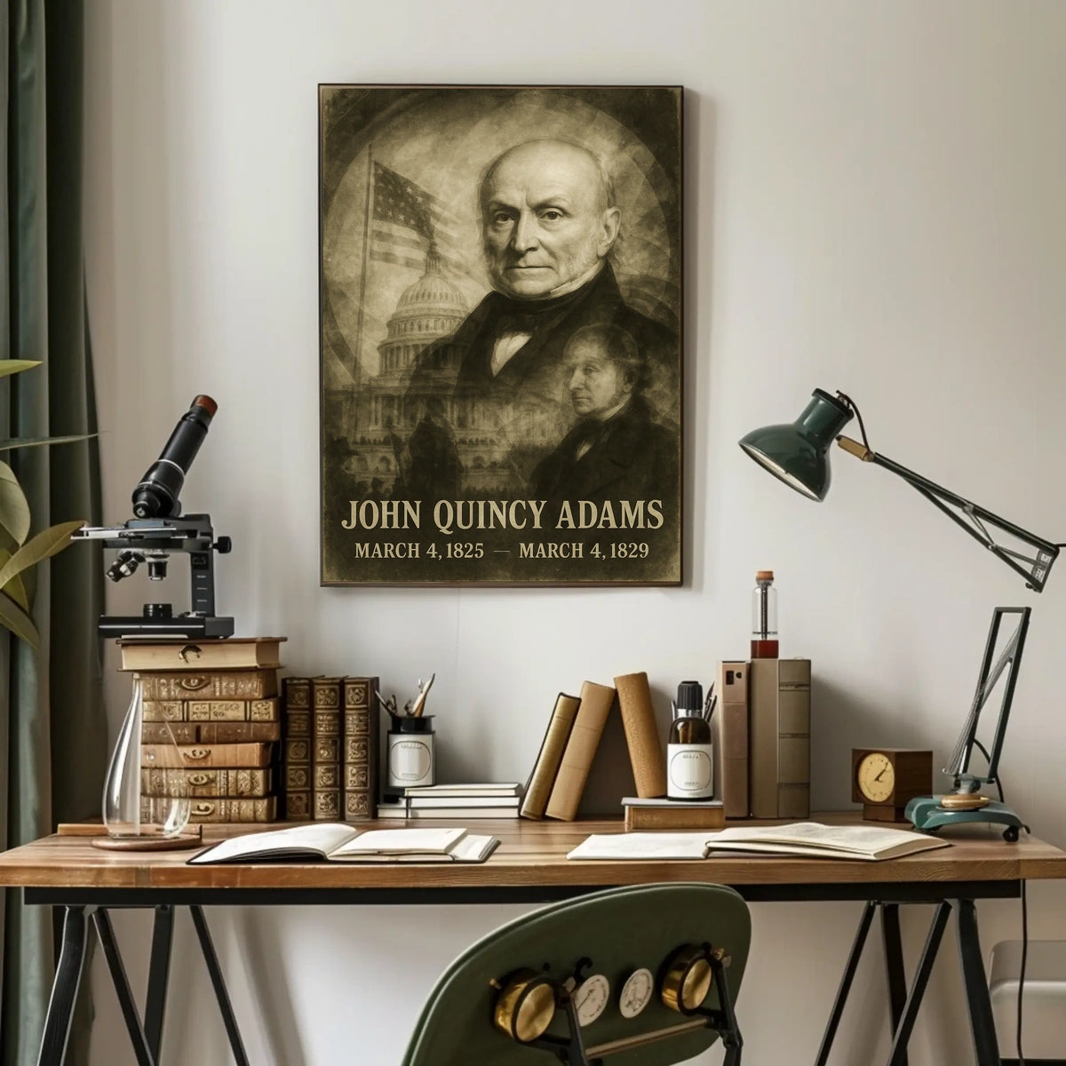 John Quincy Adams 6th President of the United States Double Exposure Poster