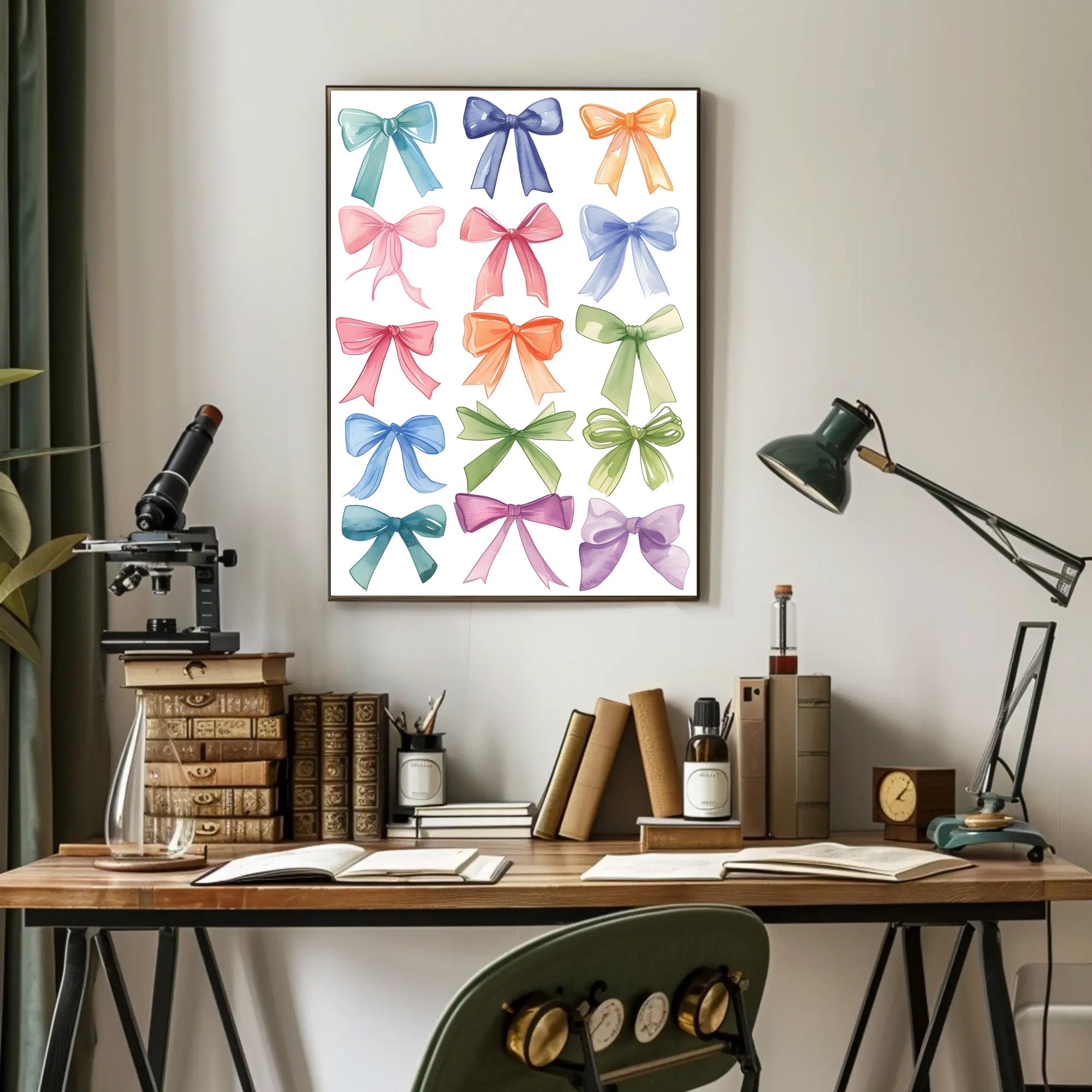 Watercolor Bow Collection Art Poster PosterGoat