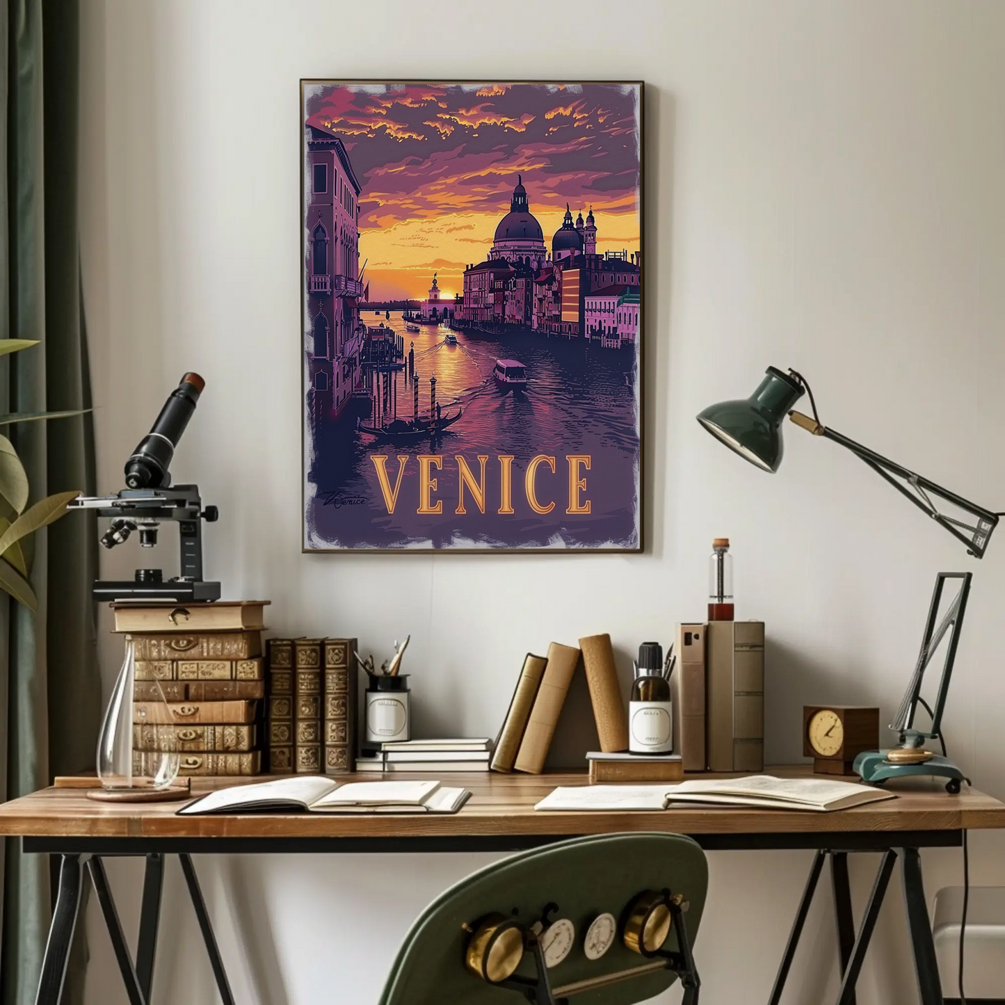 Venice Italy Grand Canal Sunset Travel Poster