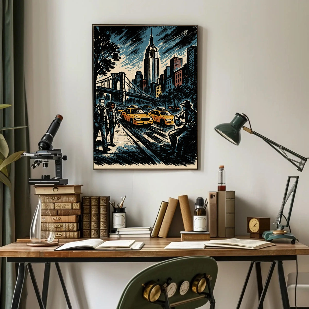 New York City Noir Skyline Poster Modern Urban Wall Art