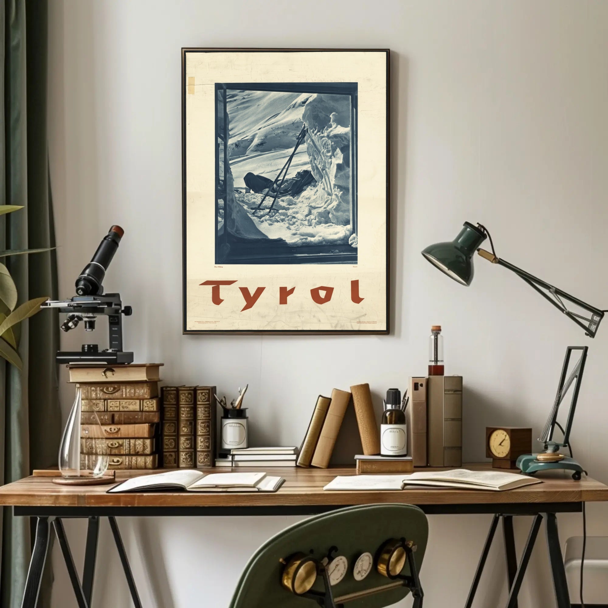 Tyrol Alpine Winter Adventure Monochrome Travel Poster PosterGoat