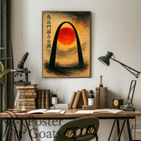 Stylized St. Louis Gateway Arch Surreal Travel Poster