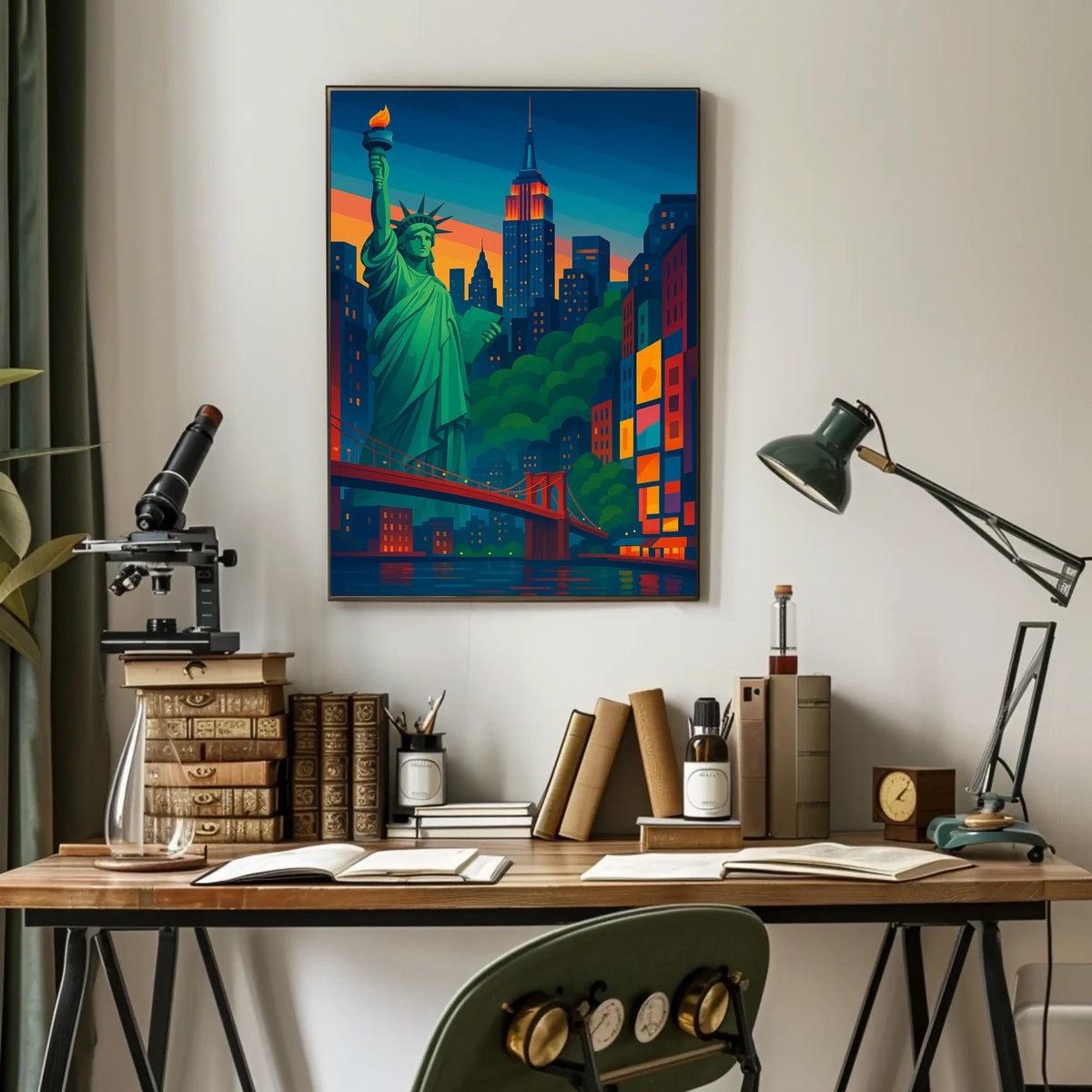Statue Of Liberty New York Cityscape Poster Modern Wall Art
