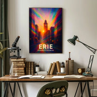 Erie Pennsylvania Cityscape Vibrant Urban Travel Inspired Digital Painting Impressionism Poster
