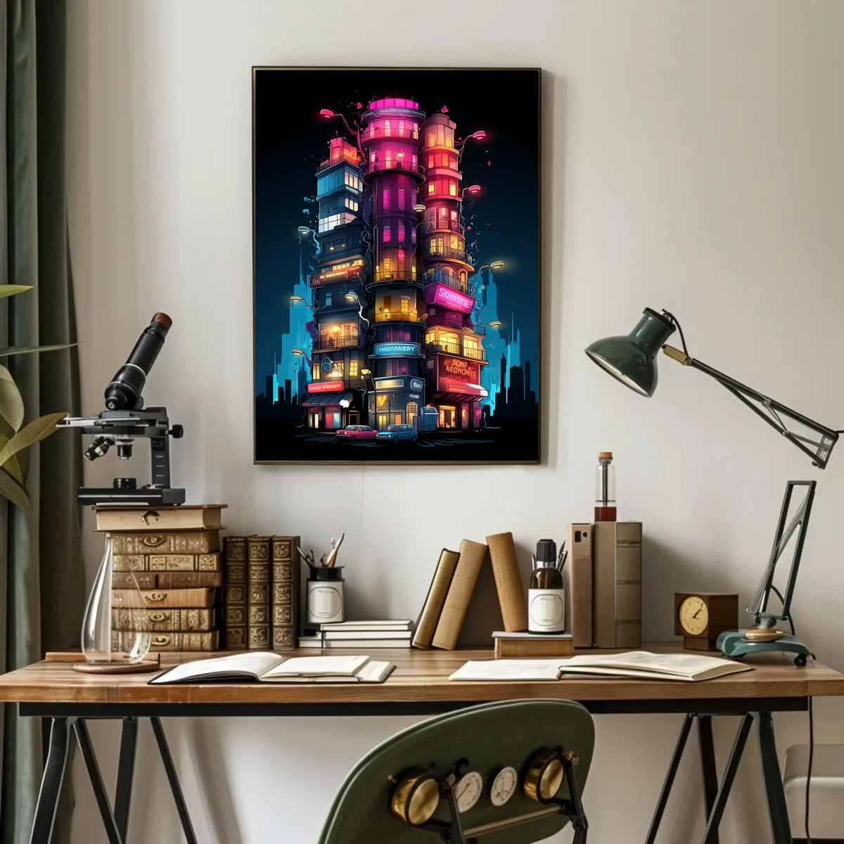 Neon Cityscape Poster