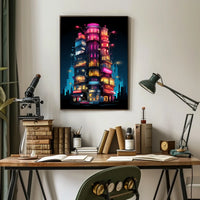 Neon Cityscape Poster