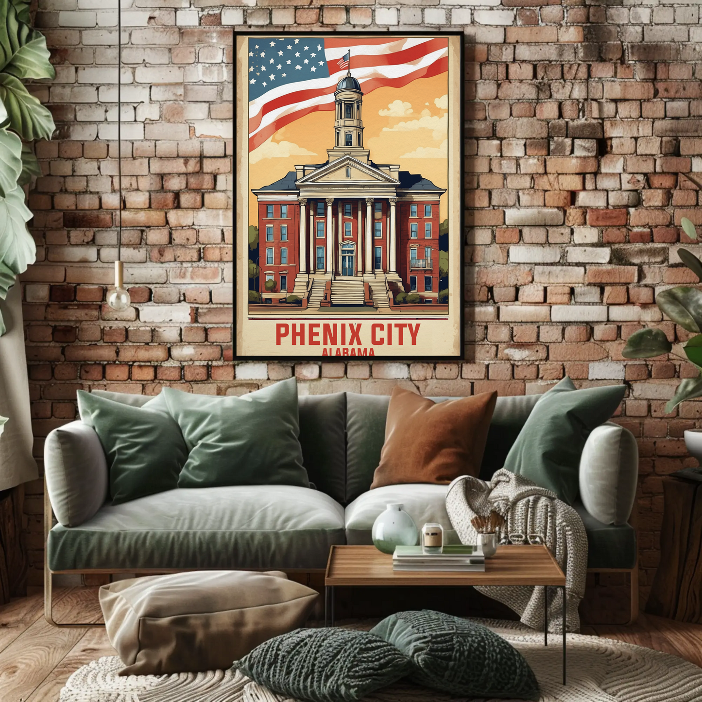 Phenix City Alabama Vintage Travel Poster Artwork