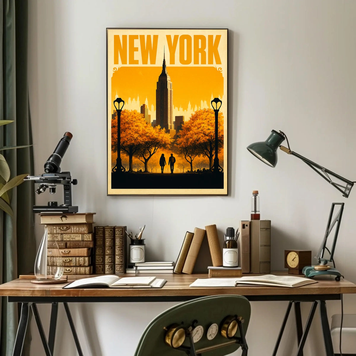 New York City Autumn Romance Vintage Travel Poster For Home