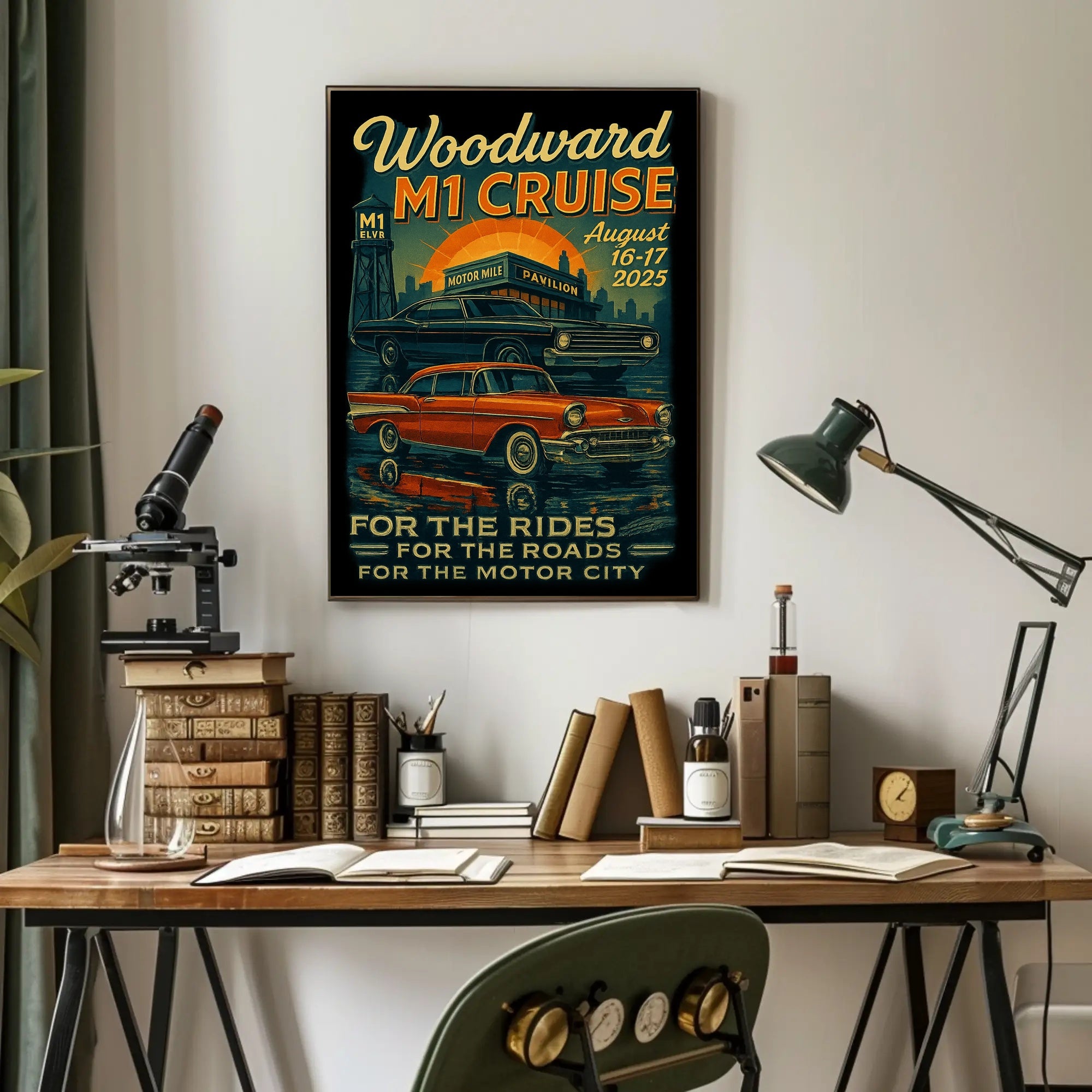 Woodward M1 Cruise Vintage Automotive Poster